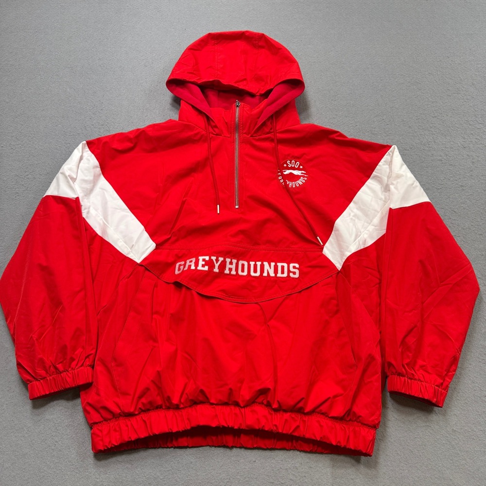 BClutch Windbreaker Jacket Men's XL Red Greyhound Quarter‎ Zip Hooded Athletic